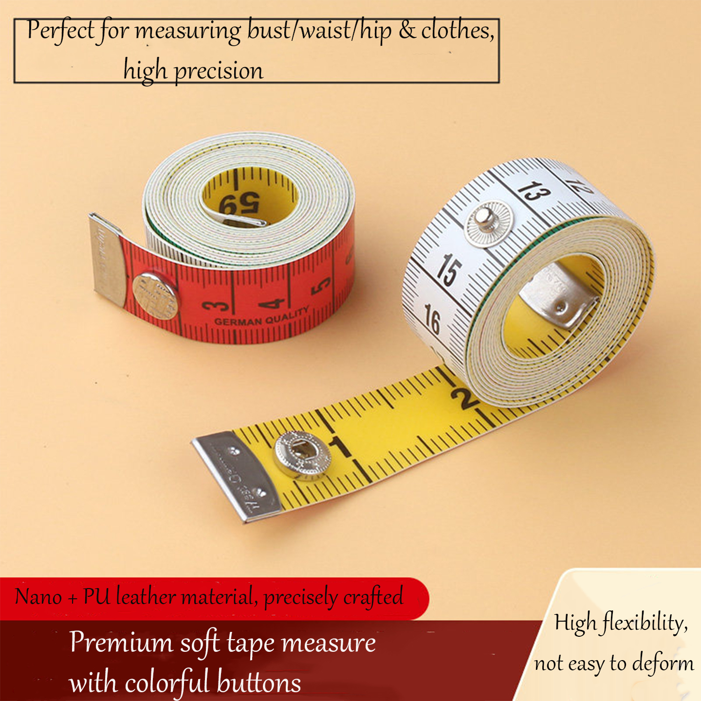 Sewing Gauge Ruler - Colorful 1.5M Dual Scale Soft Tape