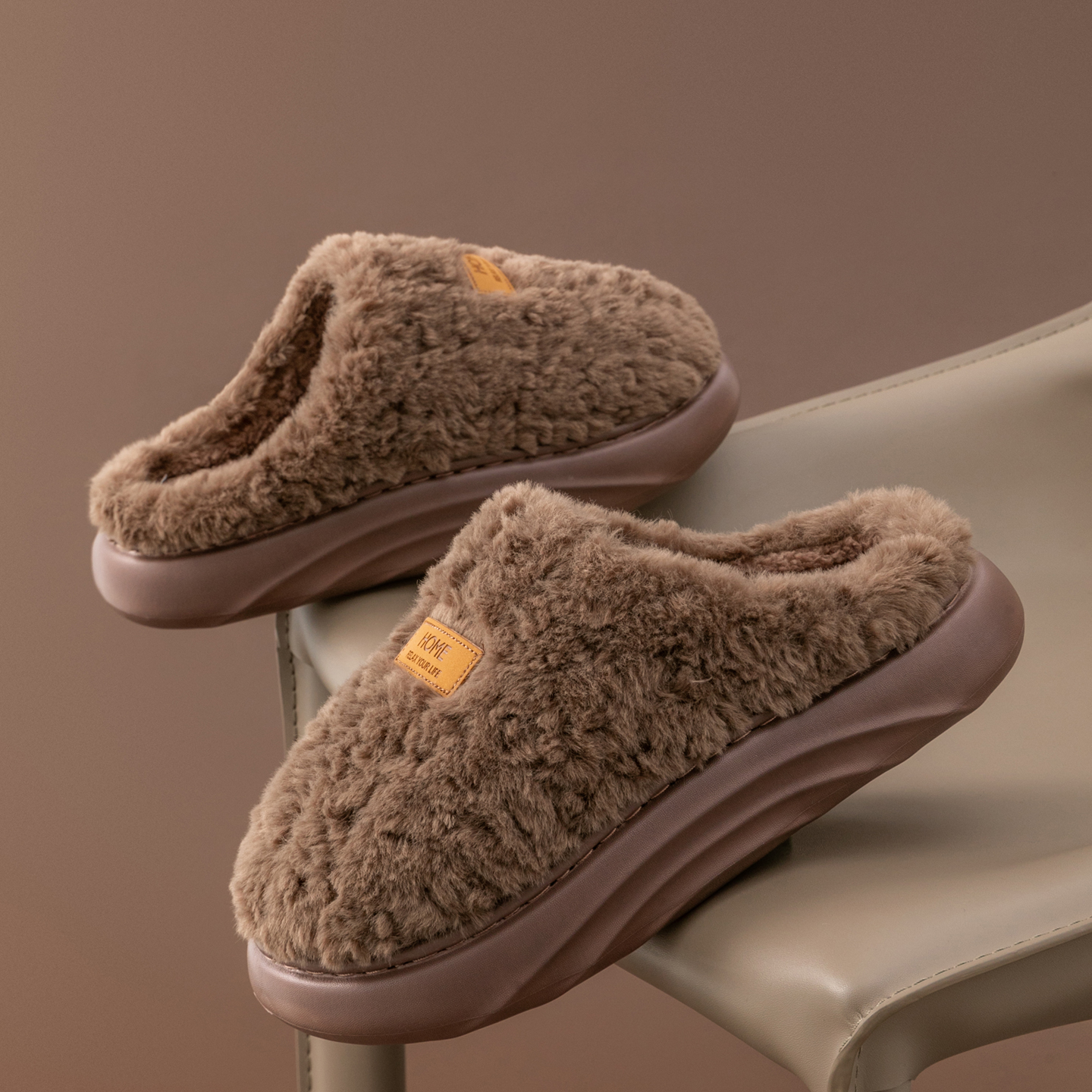 Sewing Fleece - Men's Plush Slippers, Winter Indoor Outdoor