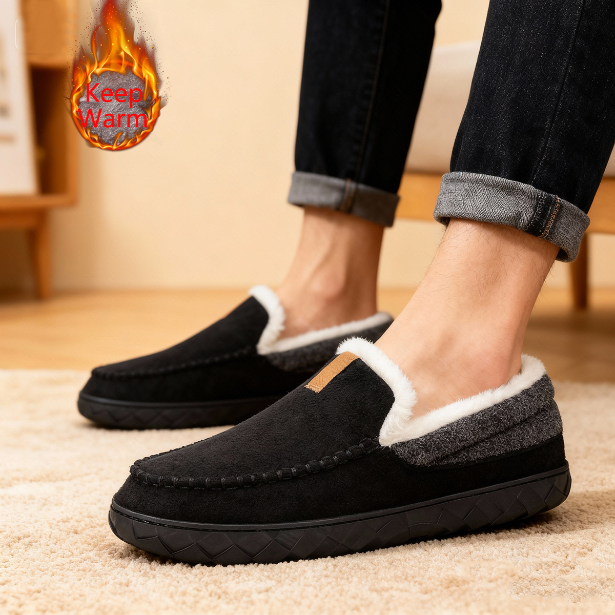 Sewing Fleece - Men's Slippers Home Sewing Plush Memory