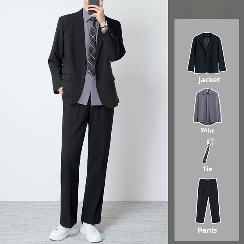 Shoulder Pad Set In - Black Suit Set for Men Spring