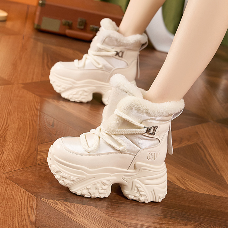 Women Winter White Snow Boots  – Sewing Fleece Bewertung und Preis