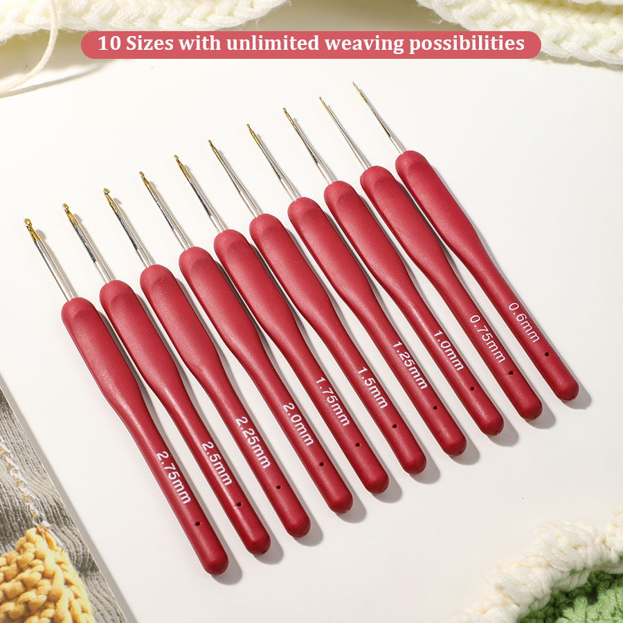 10pcs Red Crochet Set Kit Sili – Textile Sewing Kit Bewertung und Preis