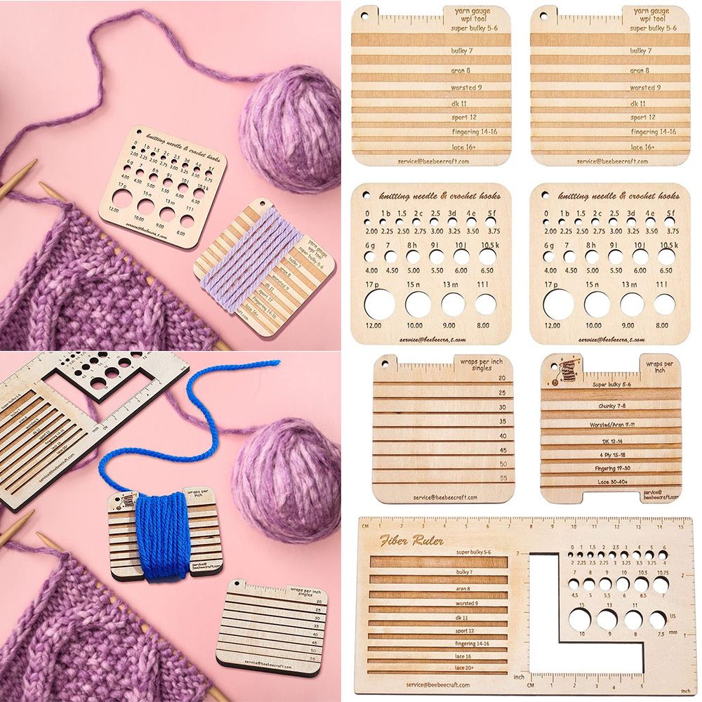 3/4pcs Wood Knitting Needle Ga – Sewing Gauge Ruler Bewertung und Preis