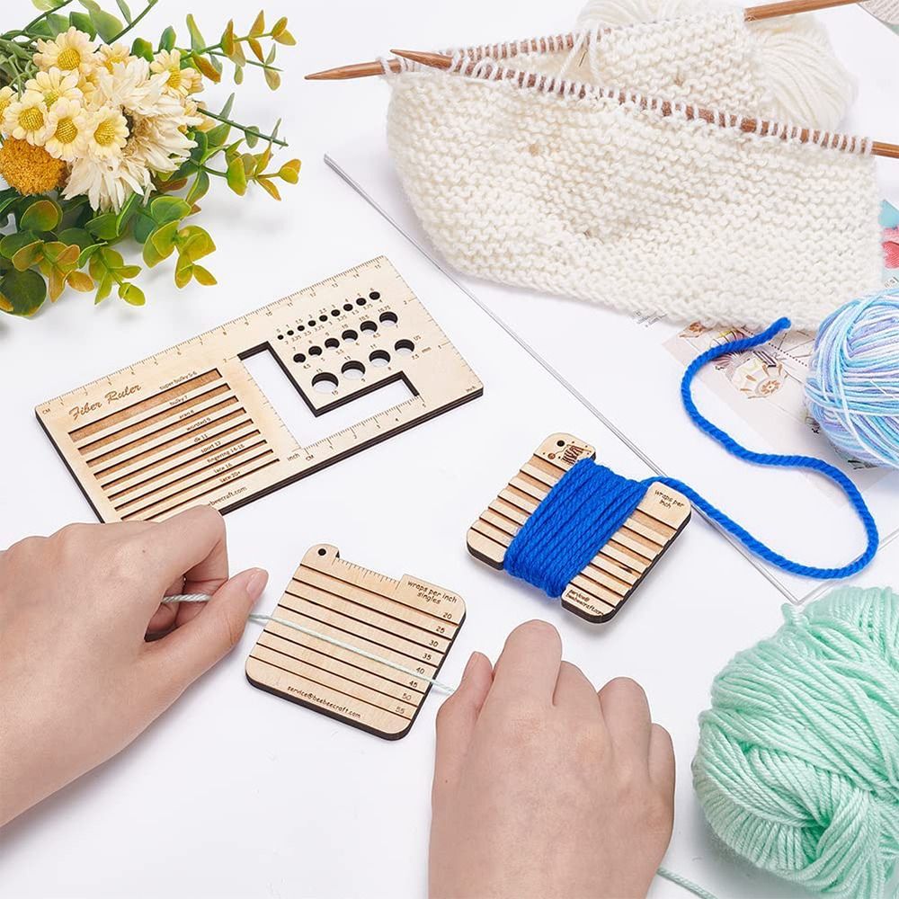 3/4pcs Wood Knitting Needle Ga – Sewing Gauge Ruler Bewertung und Preis