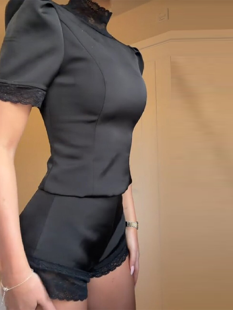 New Satin Lace Edge Top Short  – Shoulder Pad Set In Bewertung und Preis
